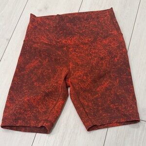Lululemon Athletica Red Patterned Bike Shorts